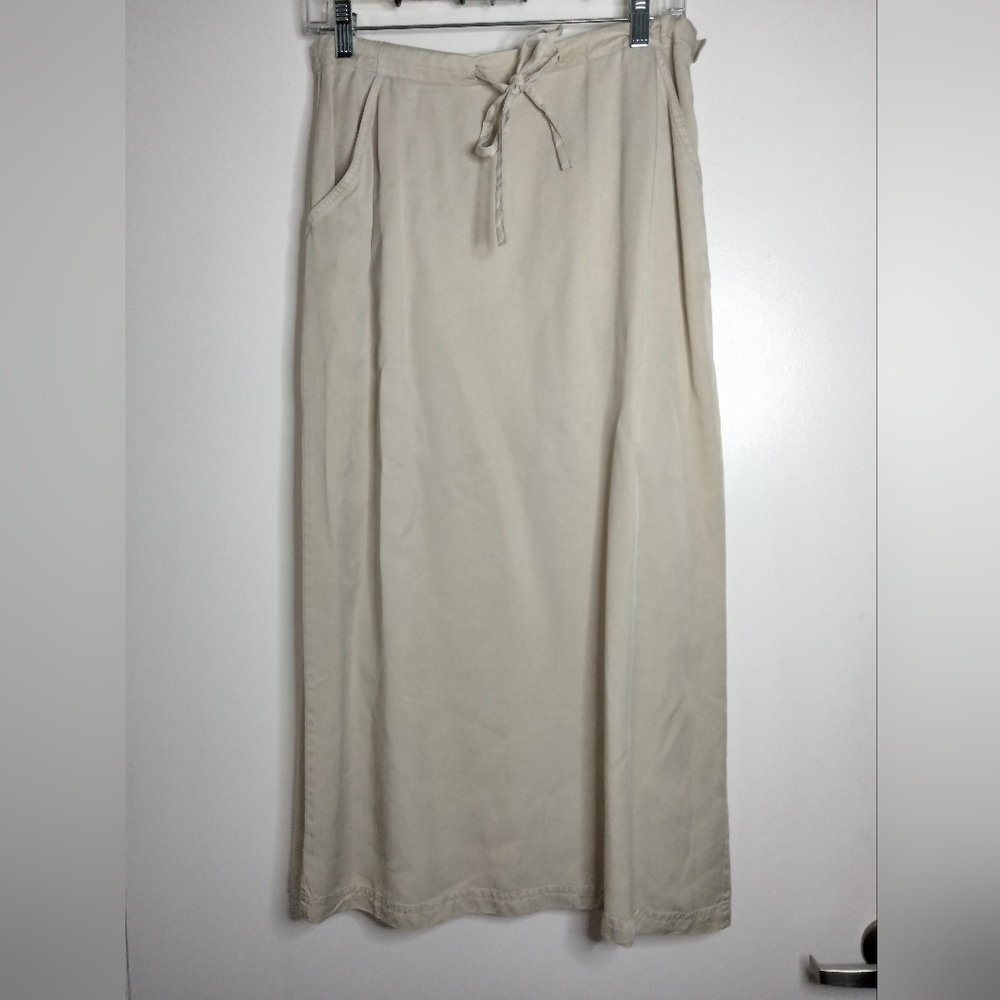 Linden Hill (Size M) Khaki 100% Lyocell Drawstring Slip Pockets Midi/Maxi Skirt - Picture 7 of 12